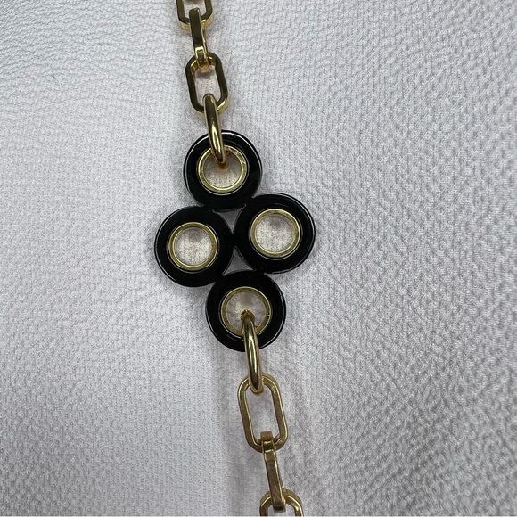 Tory Burch Large Horn Clover Gold Plated Chain Necklace - Picture 4 of 7